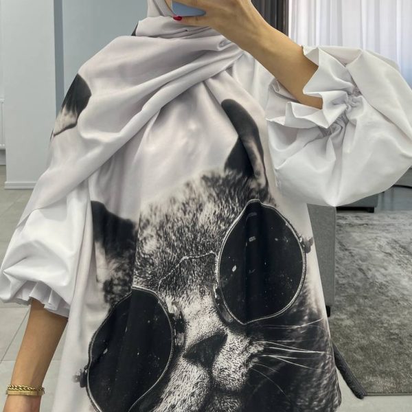 شال طرح گربه