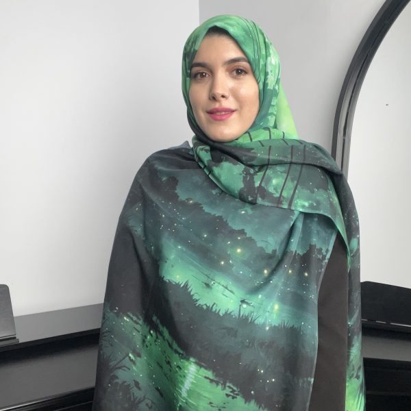 شال سبز طرح شفق قطبی